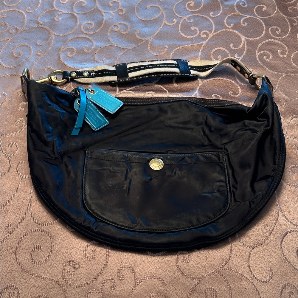 Coach Black and Blue Hobo Bag